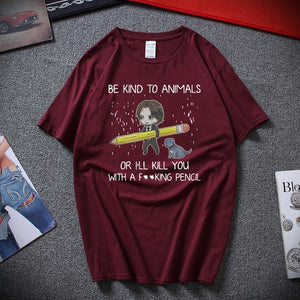 Keanu Reeves Be Kind To Animals or I'll Kill You T Shirt Black Cotton Men Cool Casual pride t shirt men Unisex New Fashion