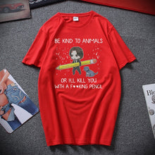 Load image into Gallery viewer, Keanu Reeves Be Kind To Animals or I&#39;ll Kill You T Shirt Black Cotton Men Cool Casual pride t shirt men Unisex New Fashion