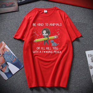 Keanu Reeves Be Kind To Animals or I'll Kill You T Shirt Black Cotton Men Cool Casual pride t shirt men Unisex New Fashion