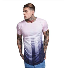 Load image into Gallery viewer, New tshirt Men Stripe printed T shirt Fashion stitching O-neck Short-sleeved Slim Fit Black army green t shirt men