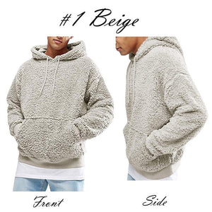 UK Men Fashion Warm Fluffy Hoodie Pullover Fleece Sweatshirt Casual Hooded Solid Coat Jumper Autumn Winter