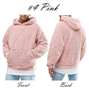 UK Men Fashion Warm Fluffy Hoodie Pullover Fleece Sweatshirt Casual Hooded Solid Coat Jumper Autumn Winter