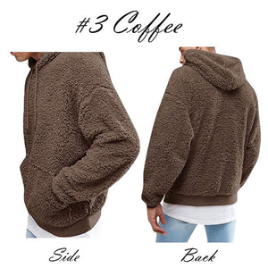 UK Men Fashion Warm Fluffy Hoodie Pullover Fleece Sweatshirt Casual Hooded Solid Coat Jumper Autumn Winter