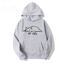 Load image into Gallery viewer, Kawaii Cat Hoodies Men Not Today Funny Graphic Sweatshirt Men/Women Harajuku Fashion Sweat Unisex Long Sleeve Sudadera Mujer