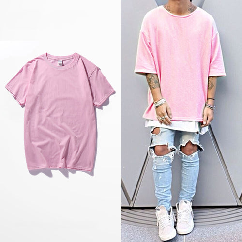 pink Hipster Harajuku T Shirt Men Casual t-shirt Men's hip hop Short Sleeve t shirt homme camiseta jersey Tee Top Brand Clothing